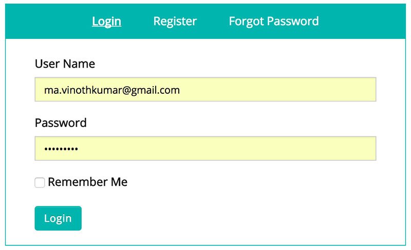 Custom Login, Register and Forgot Password