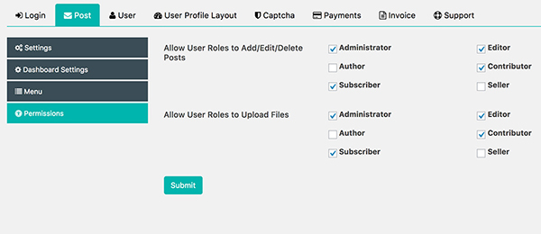 How to manage post options in Frontend Dashboard