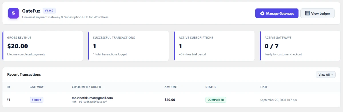 Real-Time Revenue Metrics & Activity Pulse
