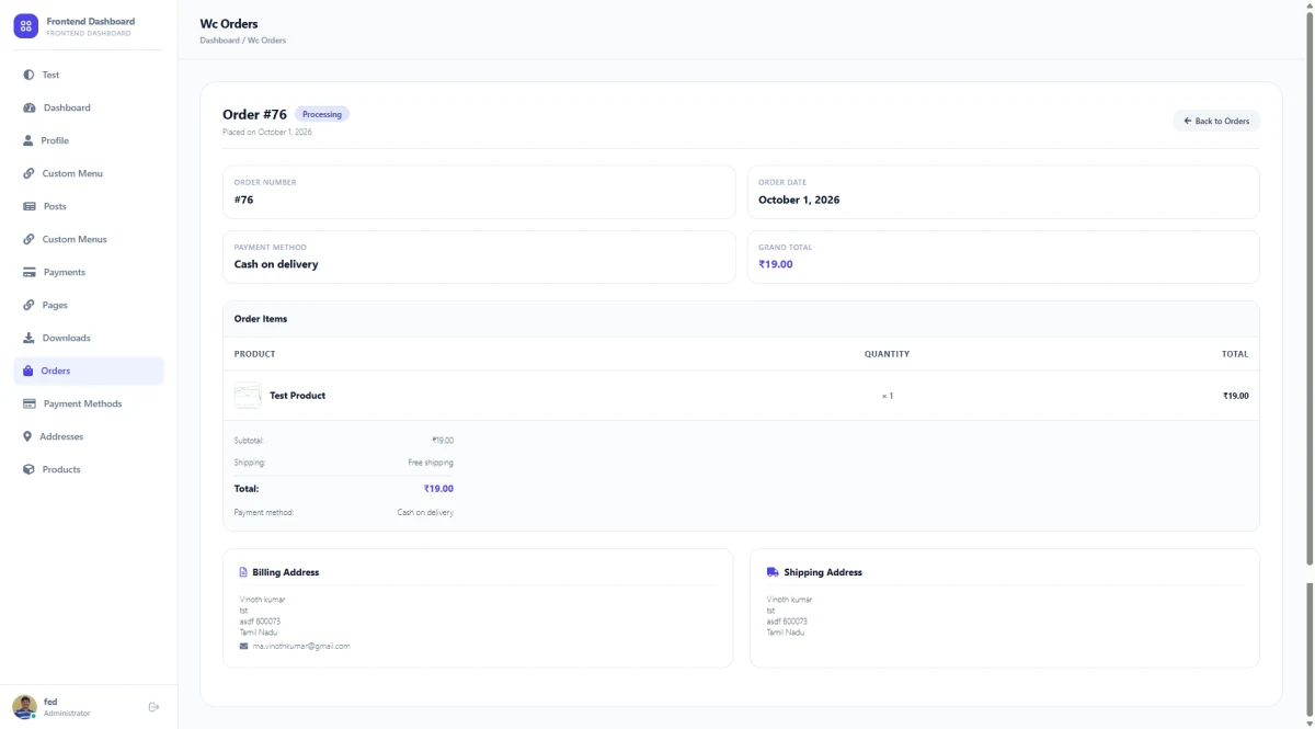 Complete Customer Order History & Single Order Receipt View