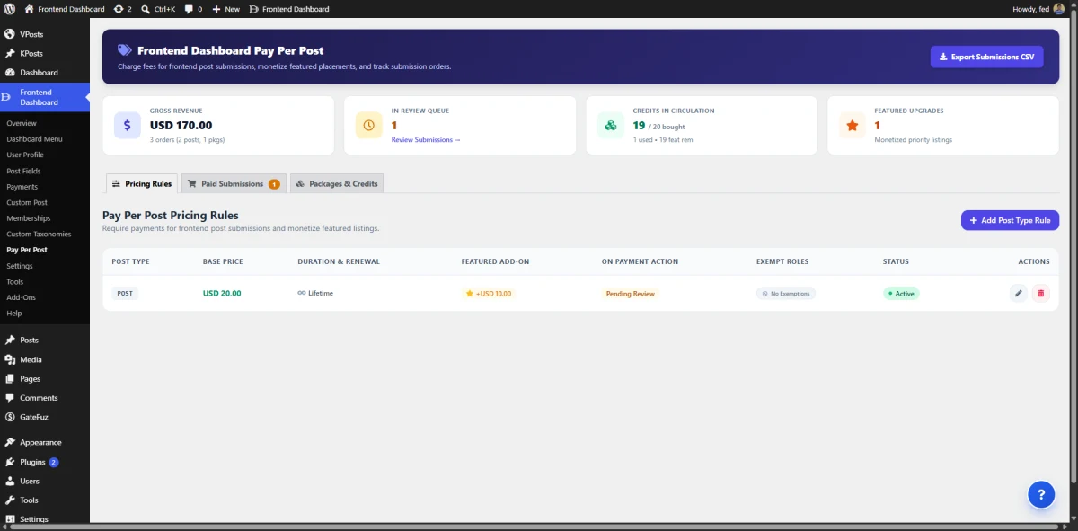 Granular Per-Post-Type Pricing Rules & Expiration Management