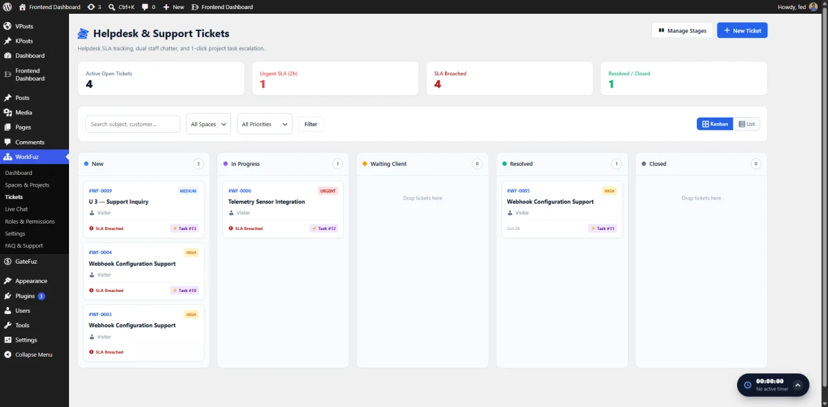 Agile Helpdesk & Support Tickets Board (SLA Radar & Task Escalation)